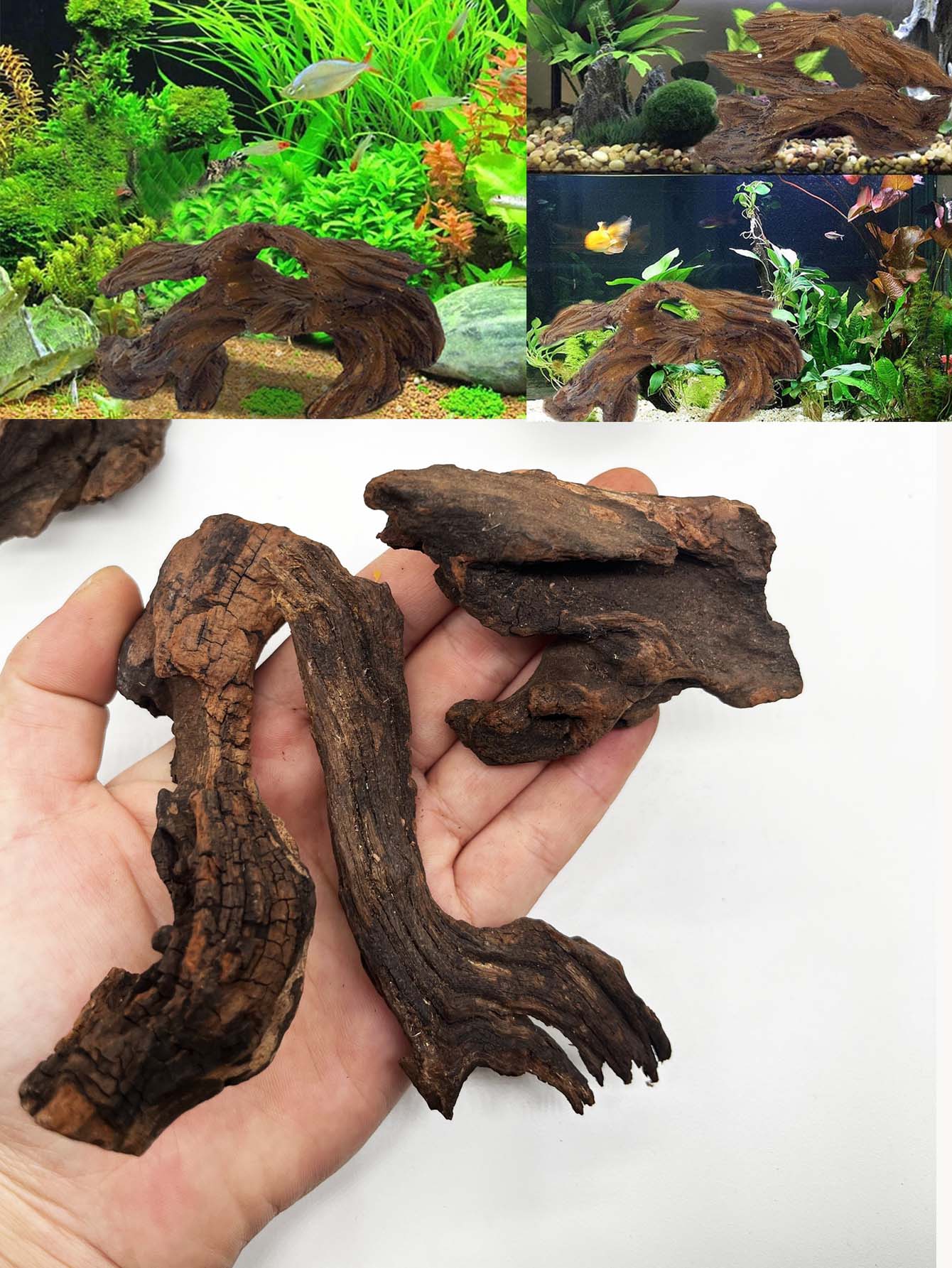Aquarium Plant Substrate - 3PCS ﻿Natural-Look Driftwood Set for Aquariums